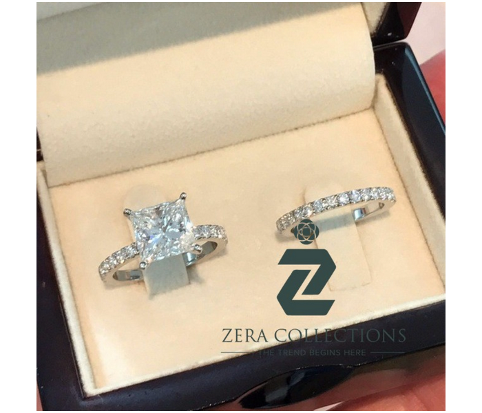 Zera RG076 Small 6 Brass With Gold Plated Trendy Ring Set For Women -White - Zoom Image