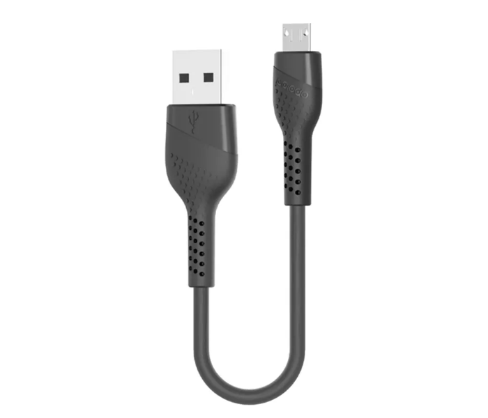 Porodo PD-M025-BK 0.25 Meter Fast Charging and Super Durable PVC Micro USB Cable - Black - Zoom Image