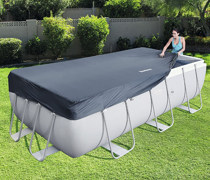 Bestway 58232 4.04m x 2.01m Polypropylene Rectangle Pool Cover With Secure Ropes -Black - Zoom Image 2