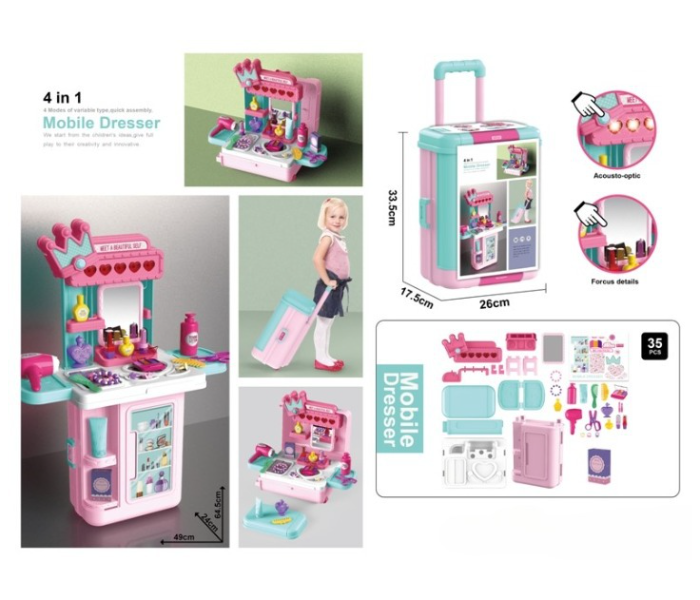 8254P 4 In 1 Mobile Dresser with Light and Music for Kids - Pink and Blue - Zoom Image