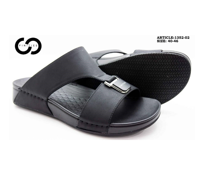 Finities 1352-02 41 EU Comfortable Stylish Flat Sandal For Men -Black - Zoom Image