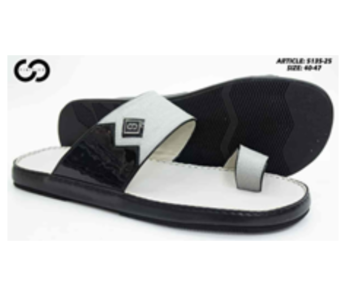 Finities 5135-25 40 EU Arabic Om Flat Sandal For Men -Black and White - Zoom Image