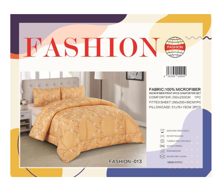 Fashion Microfiber Print 4 Piece Comforter Set 013 - Orange - Zoom Image