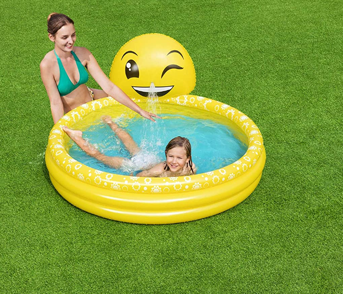 Bestway 53081 1.65Mx1.44Mx69Cm Vinyl Smiles Sprayer Inflatable Pool -Yellow - Zoom Image 2