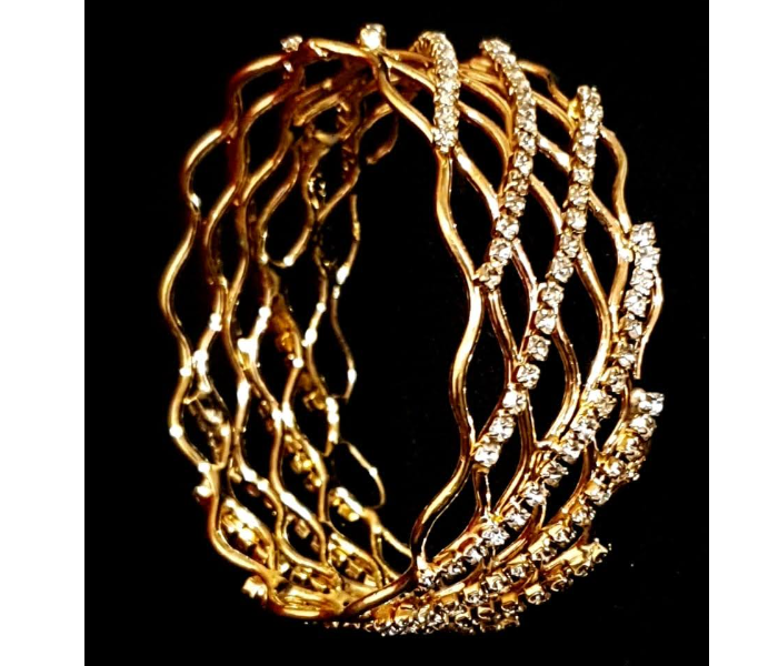 Strabella BB1-06c 2.8 Single Bangle with Stones for Women - Golden - Zoom Image