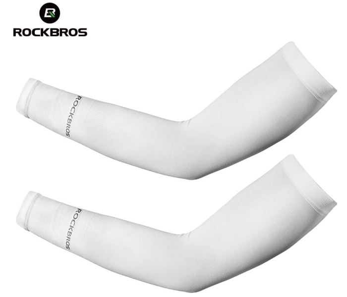 Rockbros Cooling Arm Sleeves Long Sun Sleeves for Men Women UV Sun Protection Arm Sleeves - White - Zoom Image