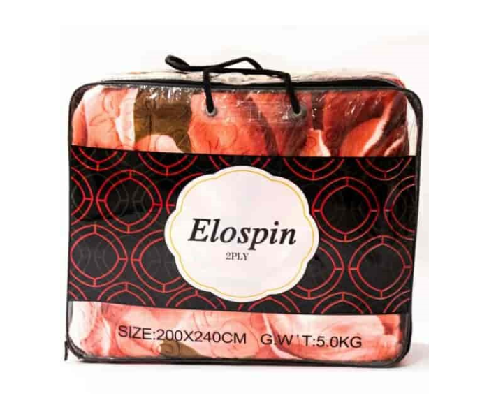 Elospin EL500 200X240Cm 4.5Kg 2Ply Embossed  Super Soft Comfortable Blanket -Orange - Zoom Image