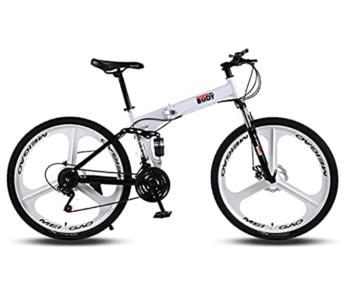 Body Line Sport FLD3K3 24 Inch Super Hero Folding Bicycle with Double Disk Brake and Shock Absoration Front Fork - White - Zoom Image