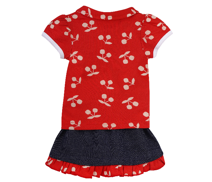 Popees Rex-bE-B Half Sleeve Comfortable Frock for 3 Year Babies - Red and Blue - Zoom Image 2