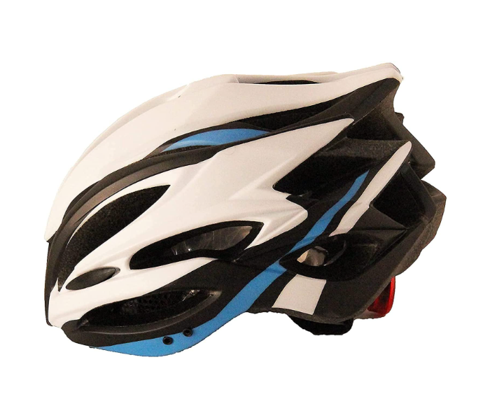 B09DBSG4ZN Ultra Light Adult Road Racing Bicycle Helmet and Sport Type Head Guards - White and Blue - Zoom Image