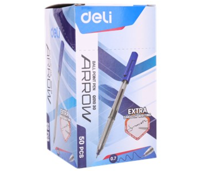 Deli Q01030 50 Piece 0.7mm Mini Tip Ball Point Pen - Blue - Zoom Image