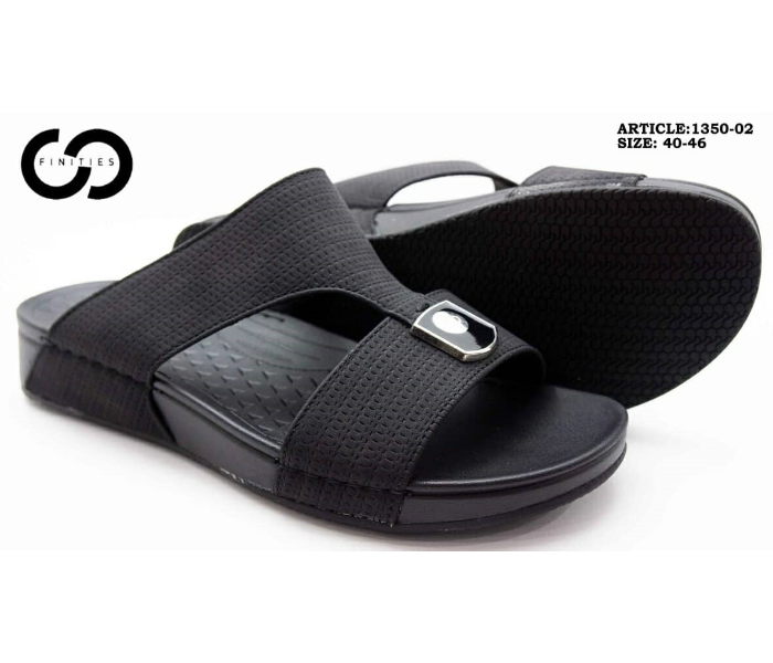 Finities 1350-02 43 EU Comfortable Flat Sandal For Men - Black - Zoom Image