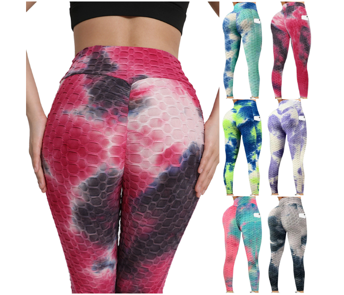 6 Pcs Free Size Hip Lifting Exercise Fitness Running High Waist Leggings for Women - Multicolor - Zoom Image 1