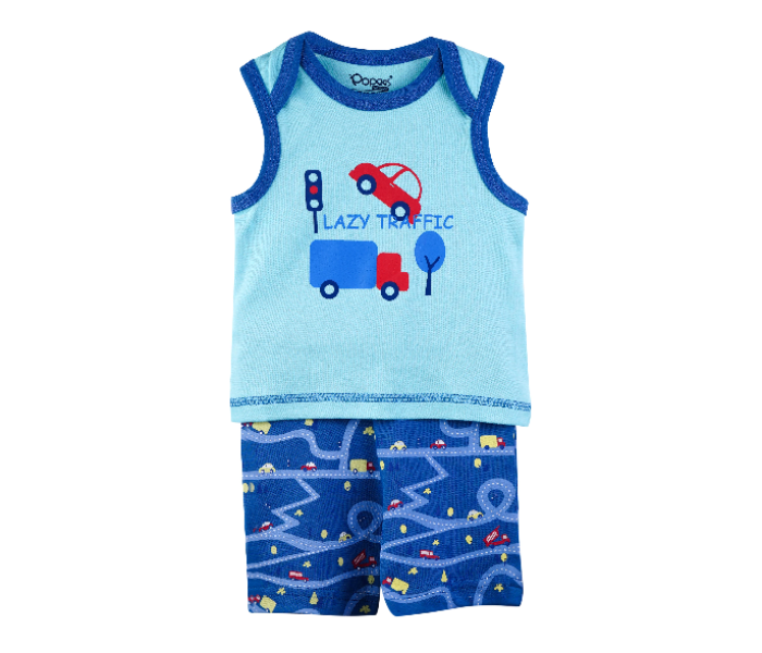 Popees Farrel Comfortable Sleeveless Tshirt with Shorts for 2 Years Babies - Blue - Zoom Image 1