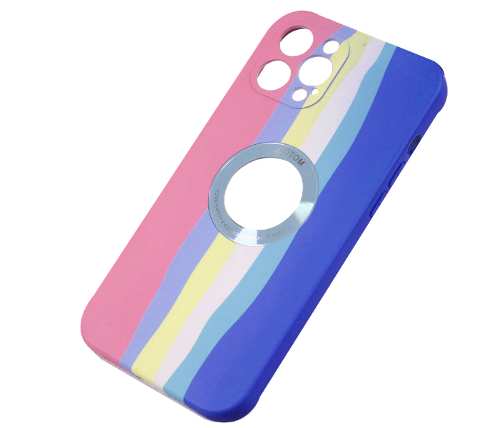 Generic IPHC-471-02 Silicone Cover Rainbow Series 2 with Logo Glass Protection Case for iPhone 11 Pro - Blue - Zoom Image 1