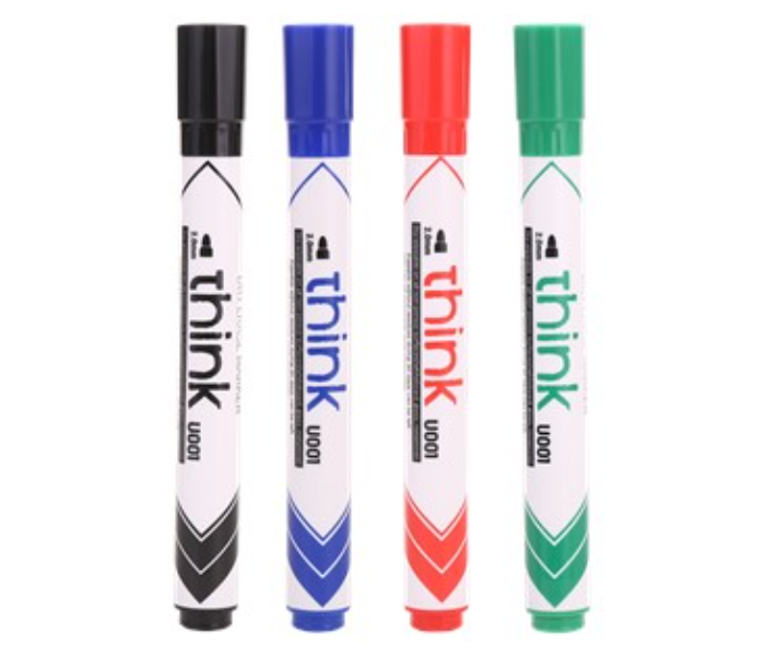 Deli U00101 4 Piece 2.0mm Bullet Tip Dry Erasable Marker - Zoom Image