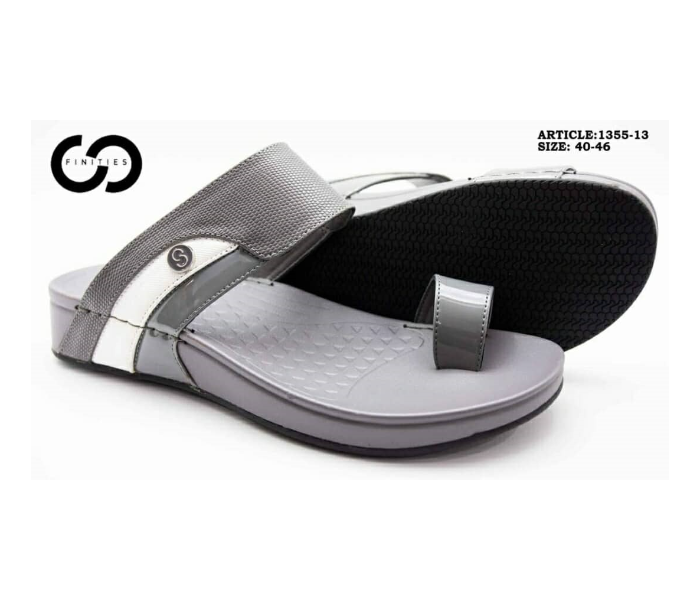 Finities 1355-13 40 EU Comfortable Stylish Flat Sandal For Men -Grey - Zoom Image