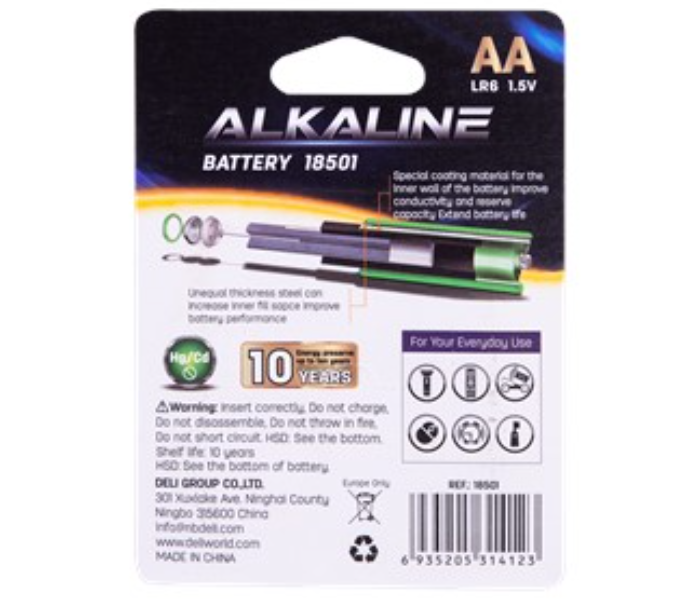 Deli 18501 4 Piece AA Lr6 Alkaline Battery - Black and Gold - Zoom Image