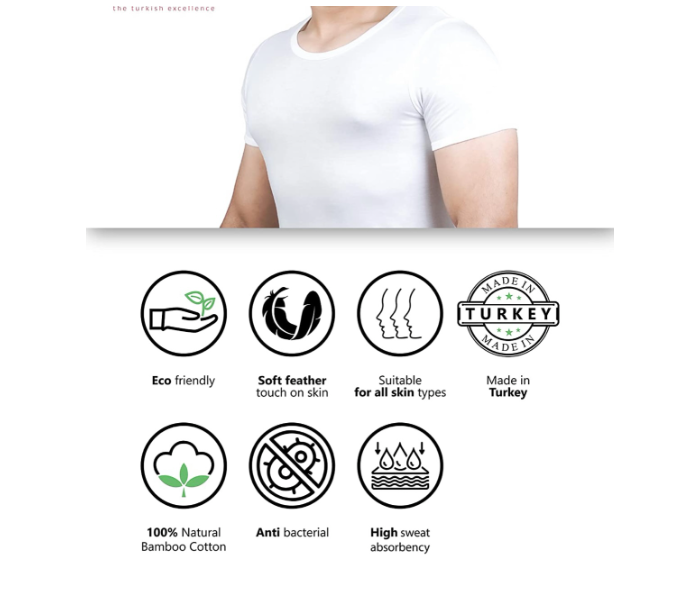 Merdin Fannila Large Bamboo Cotton Anti-Bacterial Sweat Absorbing Eco-Friendly Inner Vest For Men -White - Zoom Image 3