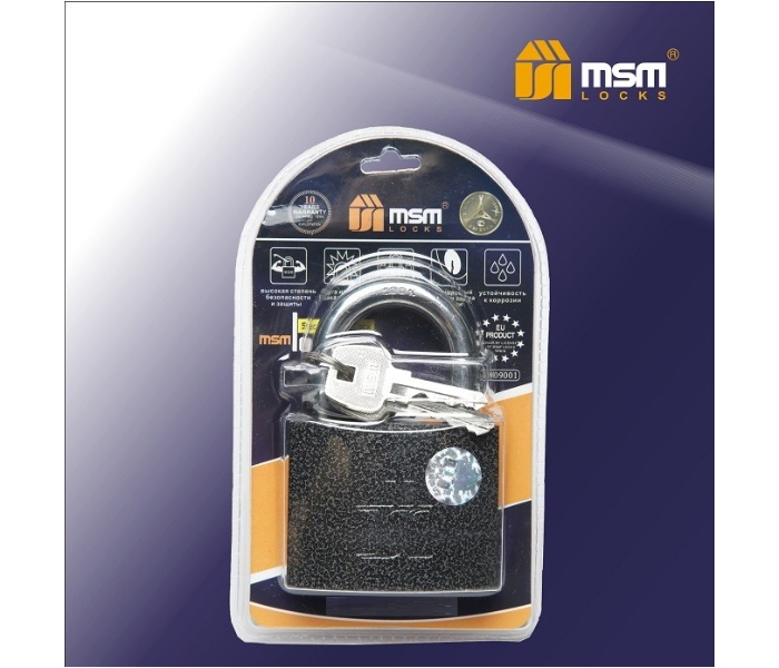 MSM Set of 3 Pad Lock with Secure Locking Keys - Black - Zoom Image 1