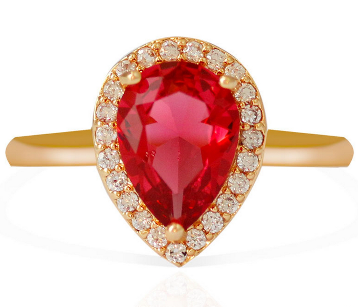 Zera RG114 Small 6 Brass with Gold Plated Trendy Ring for Women - Red - Zoom Image 1