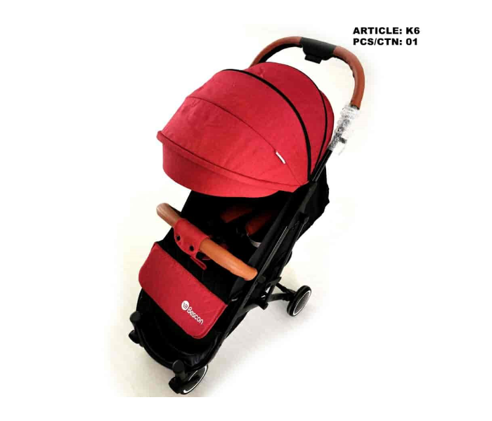 K6 Alloy Frame Stroller with Adjustable Push Handlebar and Carry Bag - Red - Zoom Image