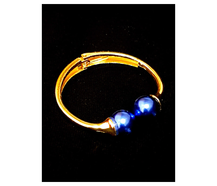 Strabella BR1-05c Openable Bracelet with Beads for Women - Gold and Blue - Zoom Image