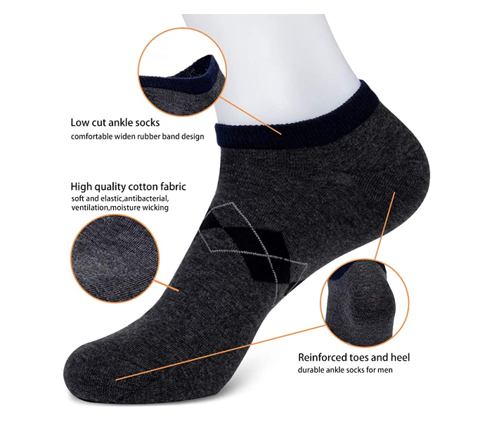 Mens Multicoloured Casual Sports Solid Ankle Socks Pack Of 3 Pairs Low Cut Socks Free Size - Zoom Image 2