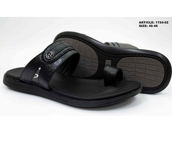 1724-02 40 EU Comfortable Stylish Flat Sandal For Men -Black - Zoom Image