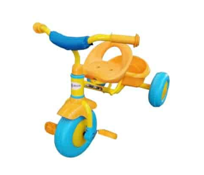 XG11214 Ride On Toy Tricycle with Multicolor Wheels and Pedals for Kids - Yellow - Zoom Image