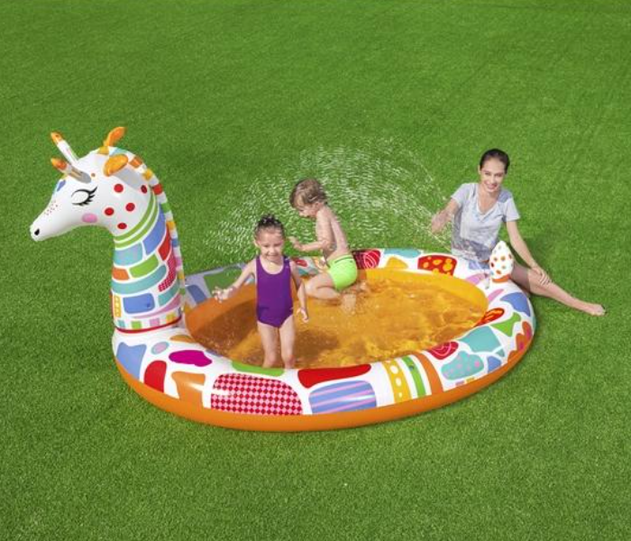 Bestway 53089 2.66X1.57X1.27M PVC Giraffe Sprayer Pool -Orange And White - Zoom Image 2