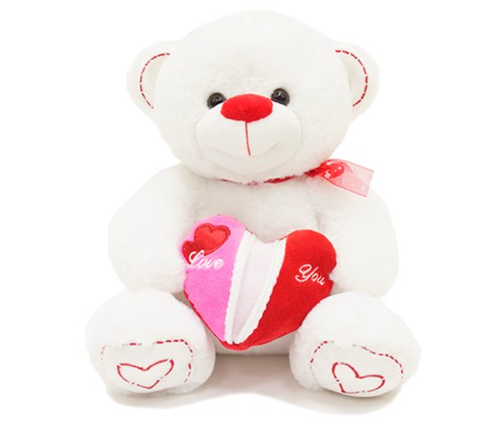 YD180302 30CM Bear Solft Doll with Heart for Kids - White - Zoom Image