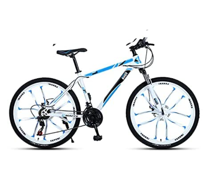 Body Line MIGHYT 10K 26 Inch Carbon Steel Bike Mighty With Bicycle With Sealed Central Shaft And Shock Absorption Front Fork - White and Blue - Zoom Image