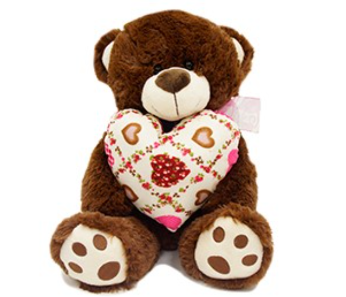 W4-2024-2 29CM Bear Soft Doll With Heart for Kids - Brown - Zoom Image