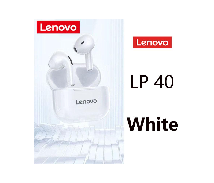 Lenovo LP40 Touch Control Sport Wireless Stereo Earbud - White - Zoom Image 2