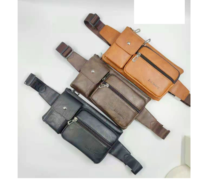 Fanny Pack Waist Bag Money or Phone Genuine Leather Travel Purse for Men - Coffee Brown - Zoom Image