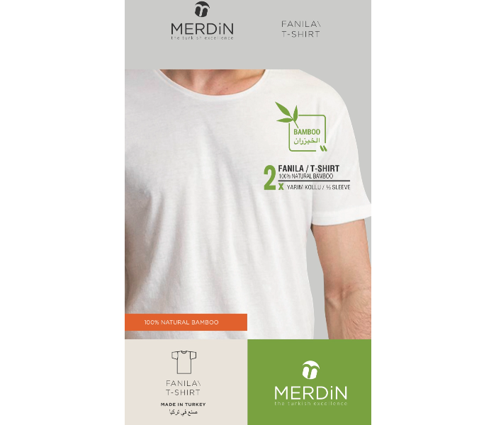 Merdin Fannila Large Bamboo Cotton Anti-Bacterial Sweat Absorbing Eco-Friendly Inner Vest For Men -White - Zoom Image 2