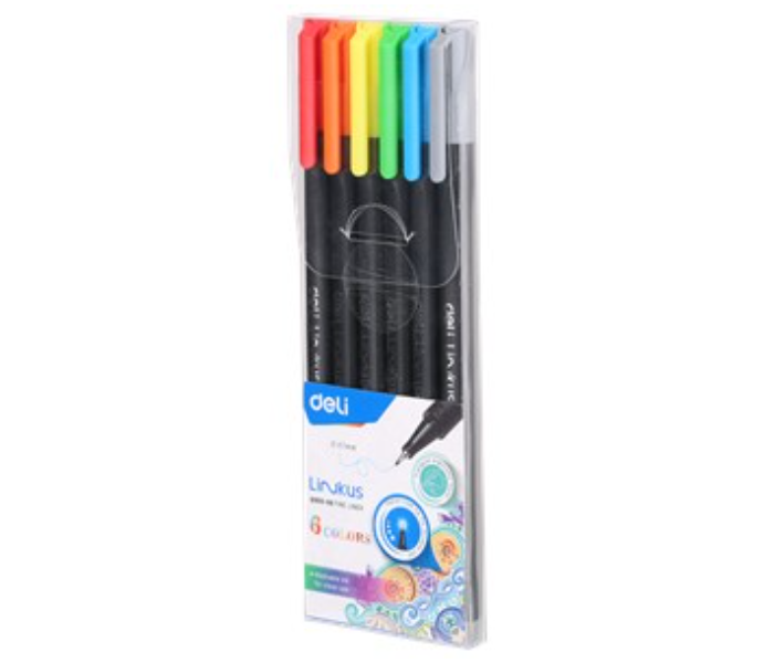 Deli Q900-06 6 Piece 0.45mm Fine Tip Liner  - Zoom Image