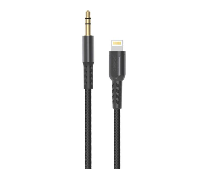 Porodo PD-AUL12-BK 1.2 Meter Metal Braided Lightning to AUX Durable Braided Cable With Reinforced Metallic Connectors - Black - Zoom Image 1