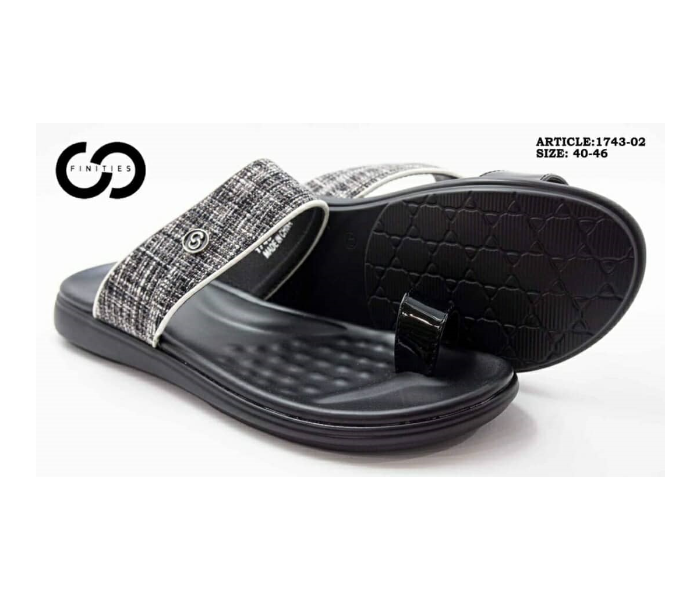 Finities 1743-02 44 EU Comfortable Stylish Flat Sandal for Men - Black - Zoom Image