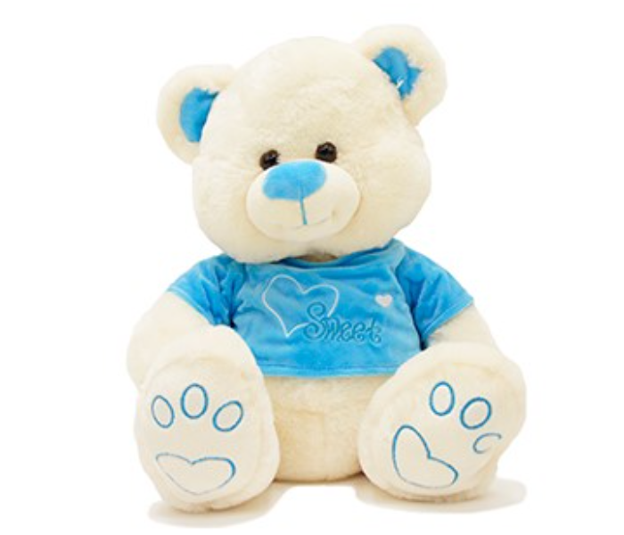 W4-4720-2 37CM Dressed Bear Soft Doll for Kids - Cream and Blue - Zoom Image