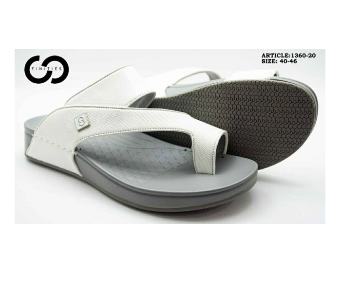 Finities 1360-20 40 EU Comfortable Flat Sandal For Men - White - Zoom Image