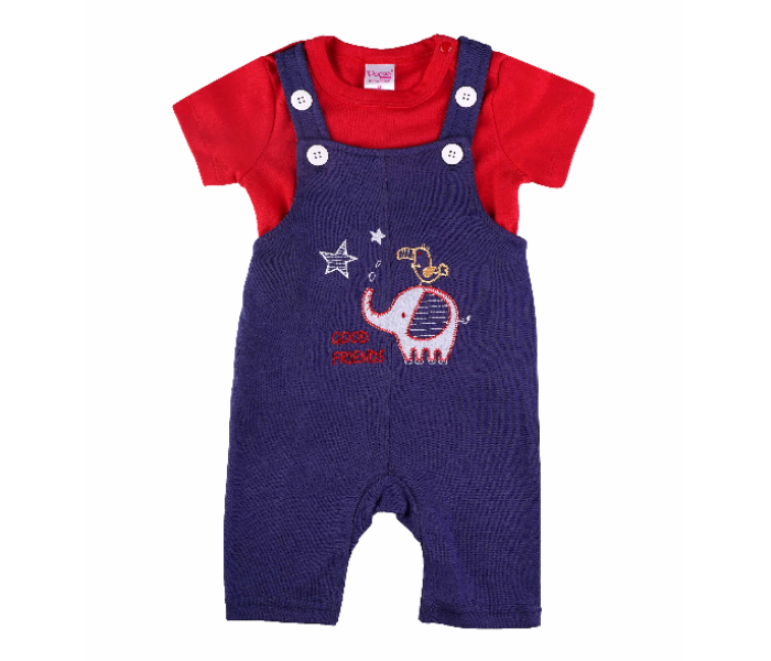 Popees Gamer Comfortable Dungaree Tshirt for 1 Year Babies - Red and Blue - Zoom Image 1