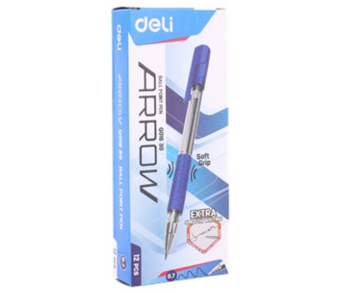 Deli Q01630 12 Piece 0.7mm Bullet Tip Ball Point Pen - Blue - Zoom Image