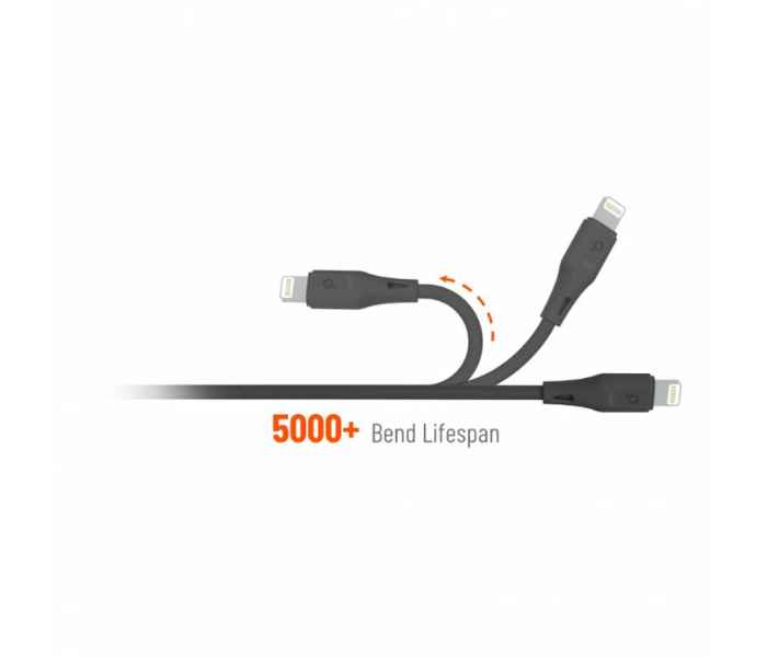 Porodo PD-U2LC-BK 2.4A 2Meter Over-Current Protection Durable Fast Charge Lightning Cable - Black - Zoom Image 3