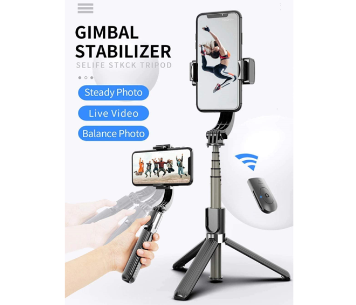 Generic Bluetooth Handheld Gimbal Stabilizer Selfie Stick Holder with Tripod - Black - Zoom Image 8