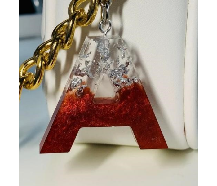 Resin 803 Personalised Silver Flakes Keychains Combo - Silver and Red - Zoom Image