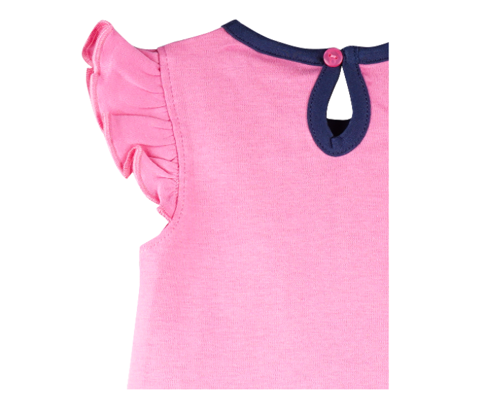 Popees Zest Comfortable Half Sleeve Top with Skirt for 1 Year Babies - Pink and Blue - Zoom Image 6