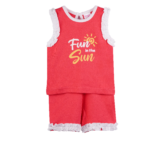 Popees Portia Comfortable Sleeveless Tshirt with Shorts for 1 Year Babies - Red - Zoom Image 1