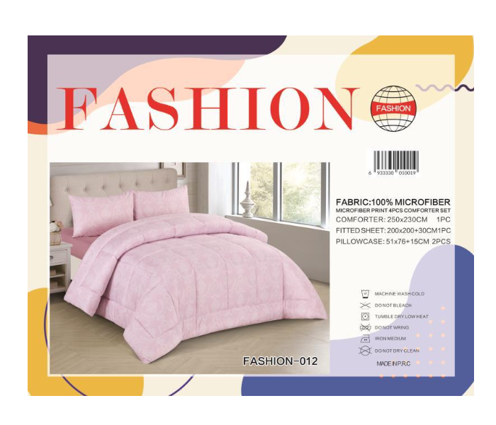 Fashion Microfiber Print 4 Piece Comforter Set 012 - Pink - Zoom Image